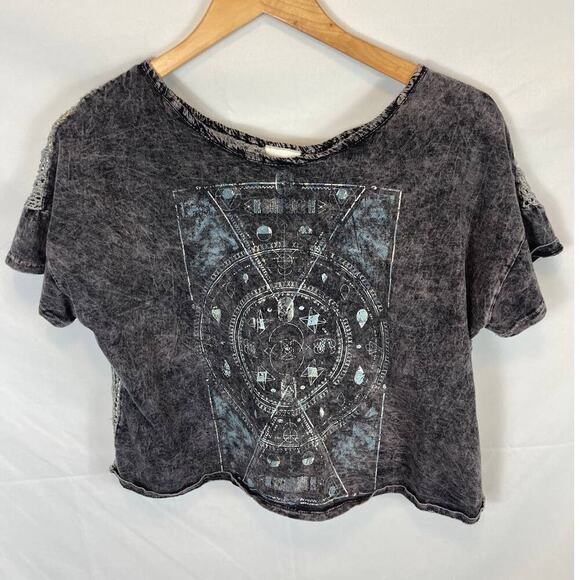 Daytrip Buckle Celestial Crop tshirt Burnout Grey Size Small - Picture 2 of 8
